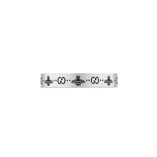 GUCCI SIGNATURE 4MM BAND ENGRAVED WITH GG AND BEE