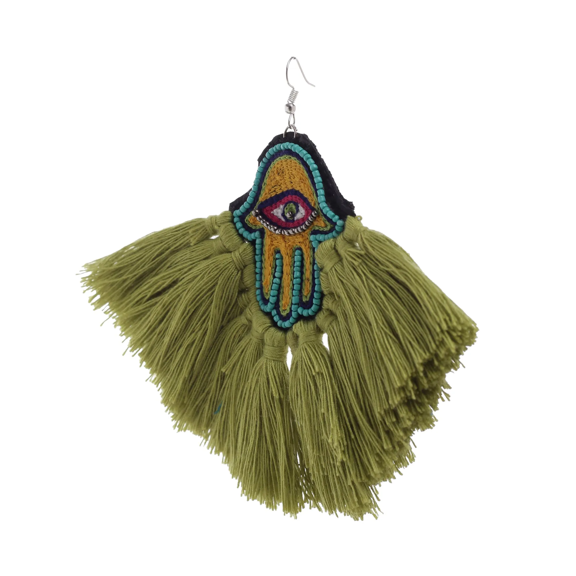 Hamsa Green Earring