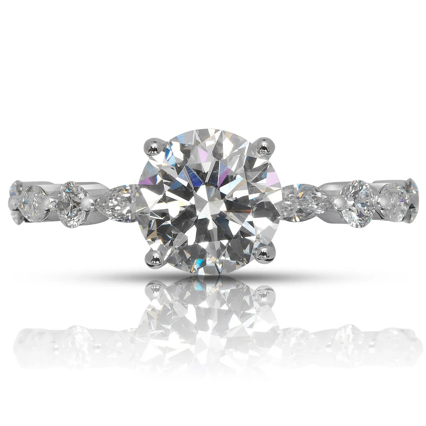 HELGA 2 CARAT ROUND CUT D COLOR VS1 CLARITY DIAMOND ENGAGEMENT RING 18K WHITE GOLD CERTIFIED 2 CT D VS1 BY MIKE NEKTA