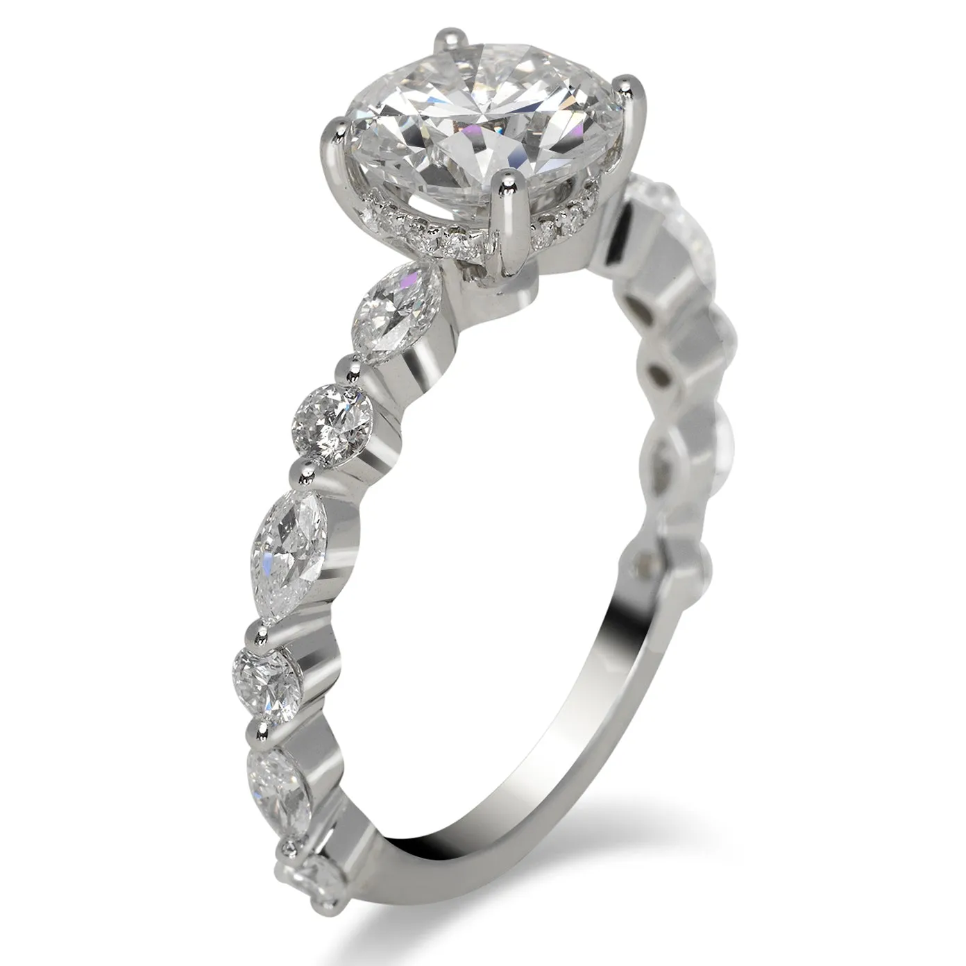 HELGA 2 CARAT ROUND CUT D COLOR VS1 CLARITY DIAMOND ENGAGEMENT RING 18K WHITE GOLD CERTIFIED 2 CT D VS1 BY MIKE NEKTA