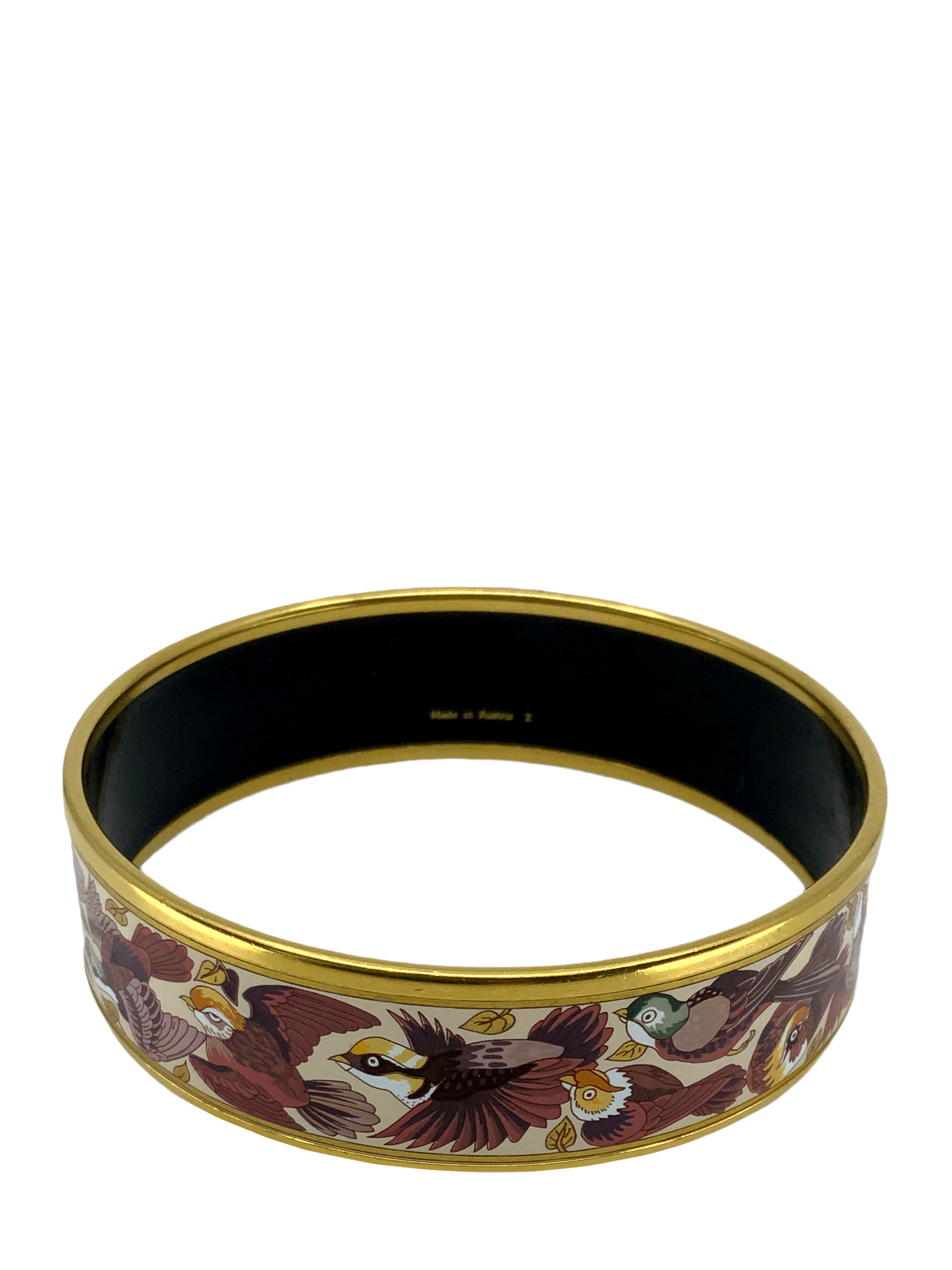 Hermes Birds Printed Enamel Wide Bracelet 70