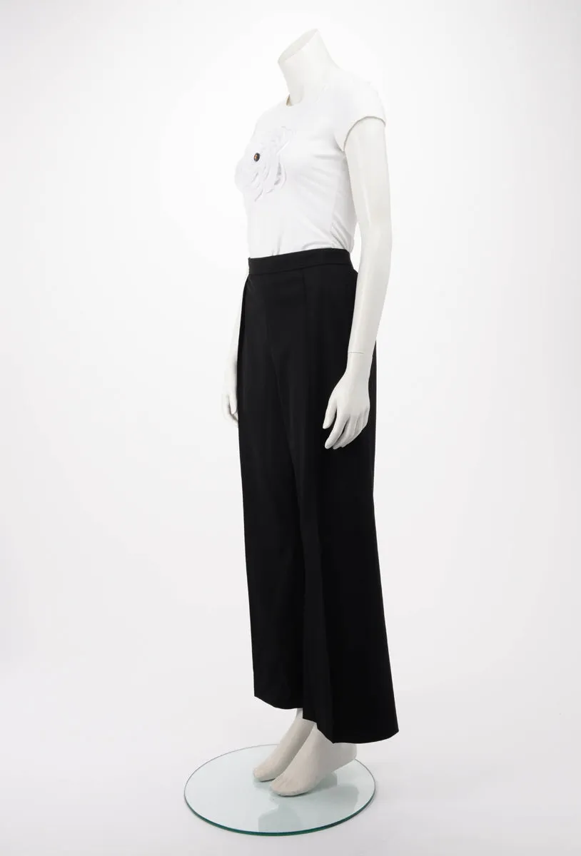 Hermes Black Wool Wide Leg Pants FR 42