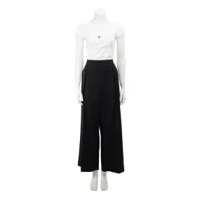 Hermes Black Wool Wide Leg Pants FR 42