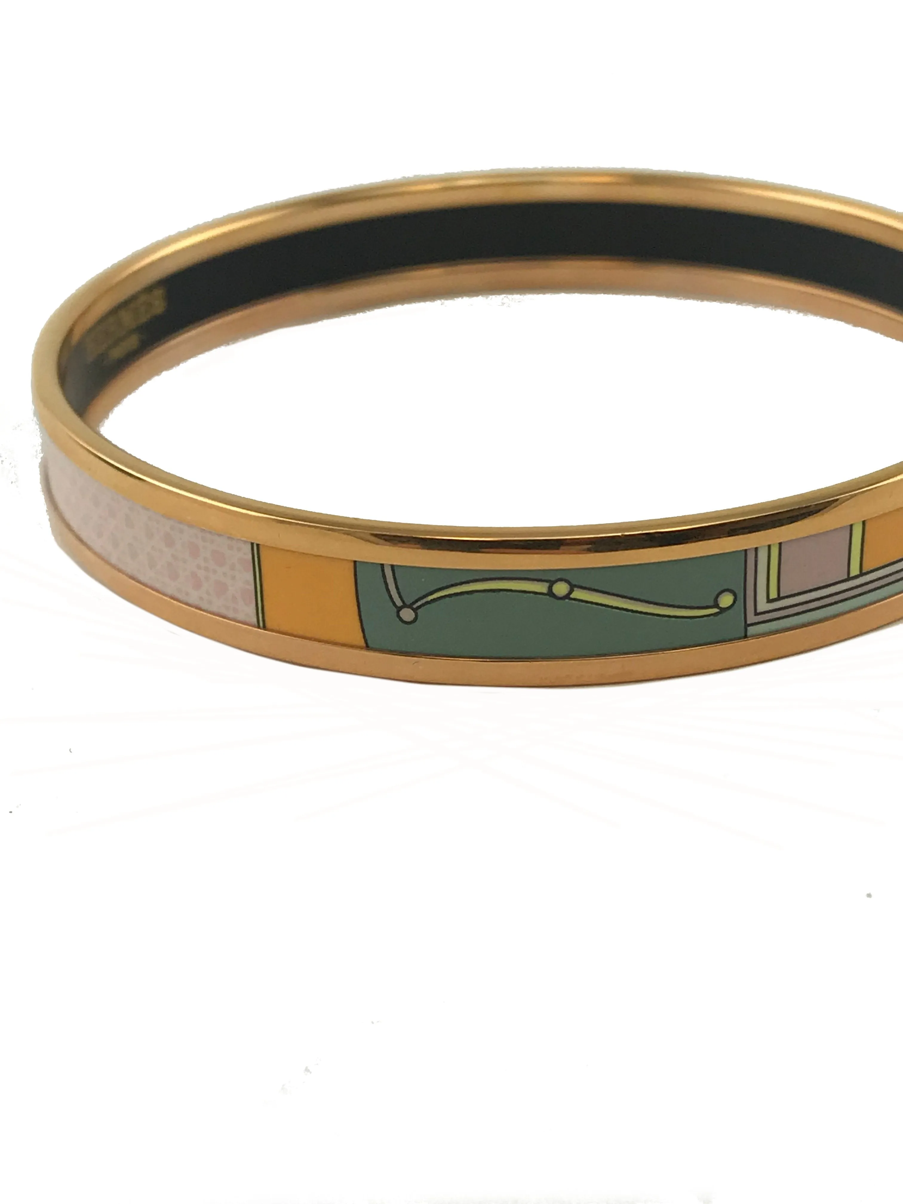 Hermes Narrow Printed Enamel Narrow Bracelet 65