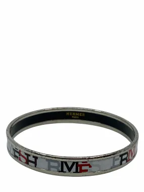 Hermes Printed Enamel Capitales Narrow Bracelet 65