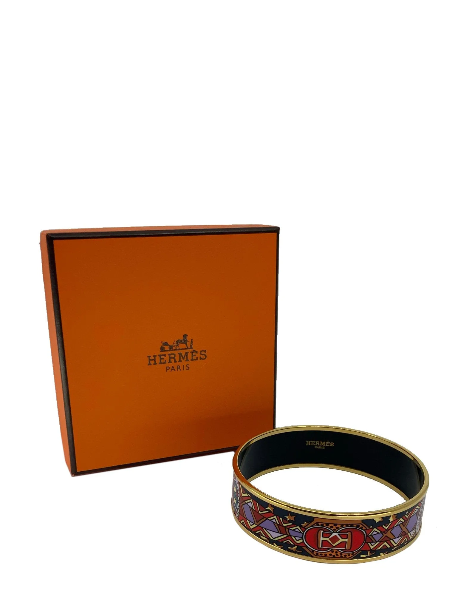 Hermes Printed Enamel Wide Bracelet 70