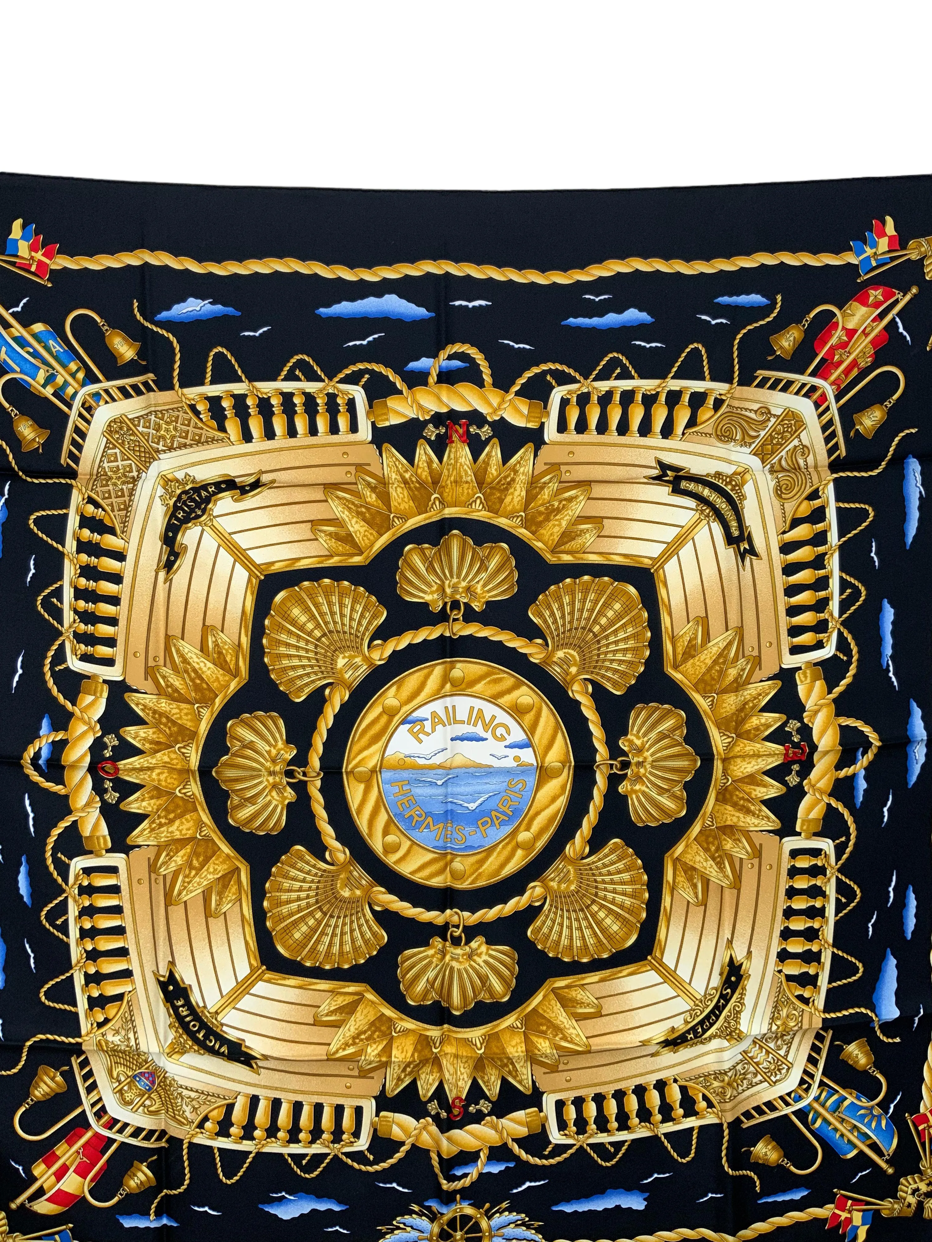 HERMES Railing Silk Scarf 90