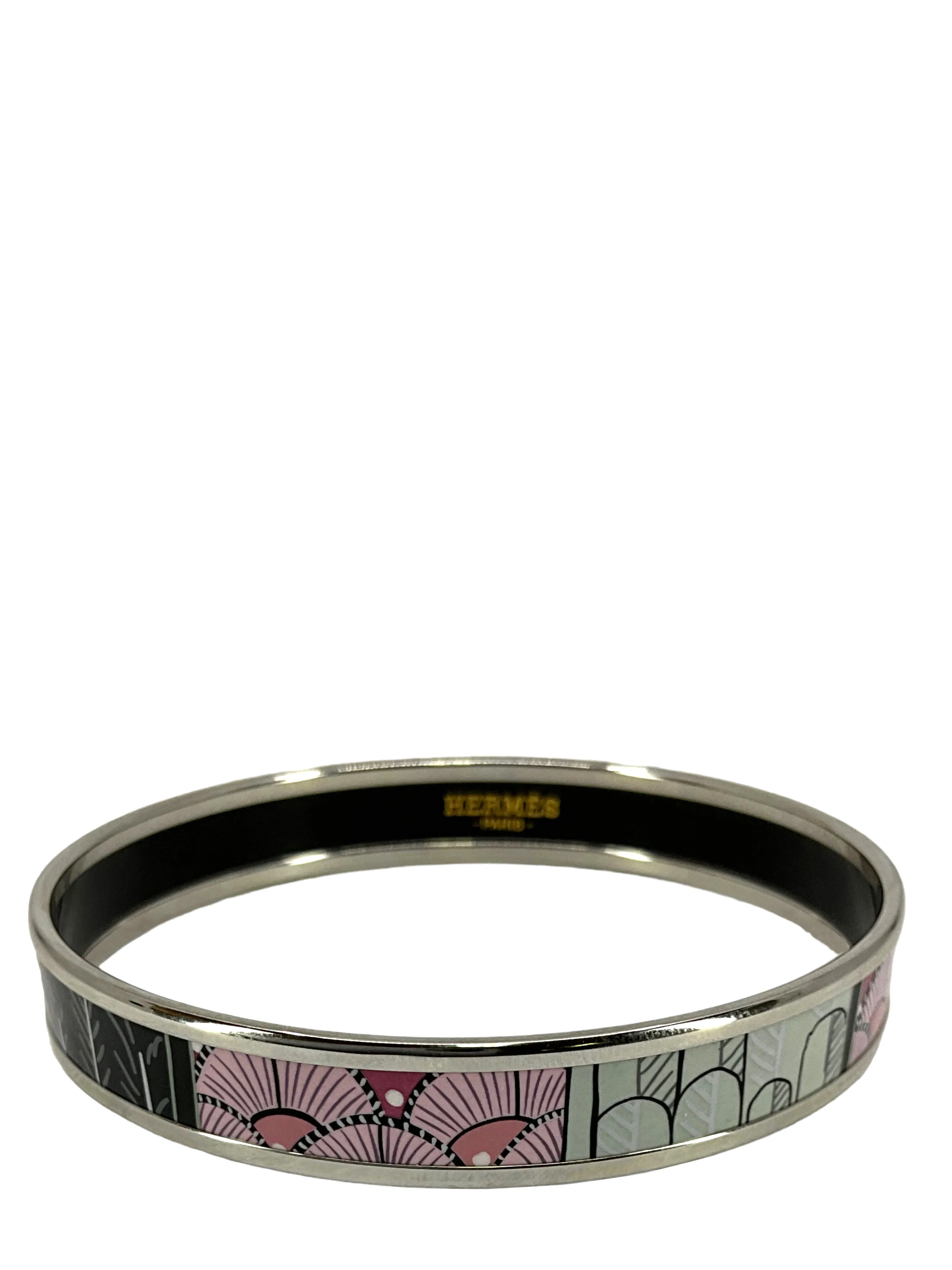 Hermes Tree of Song Printed Enamel Narrow Bracelet NEW