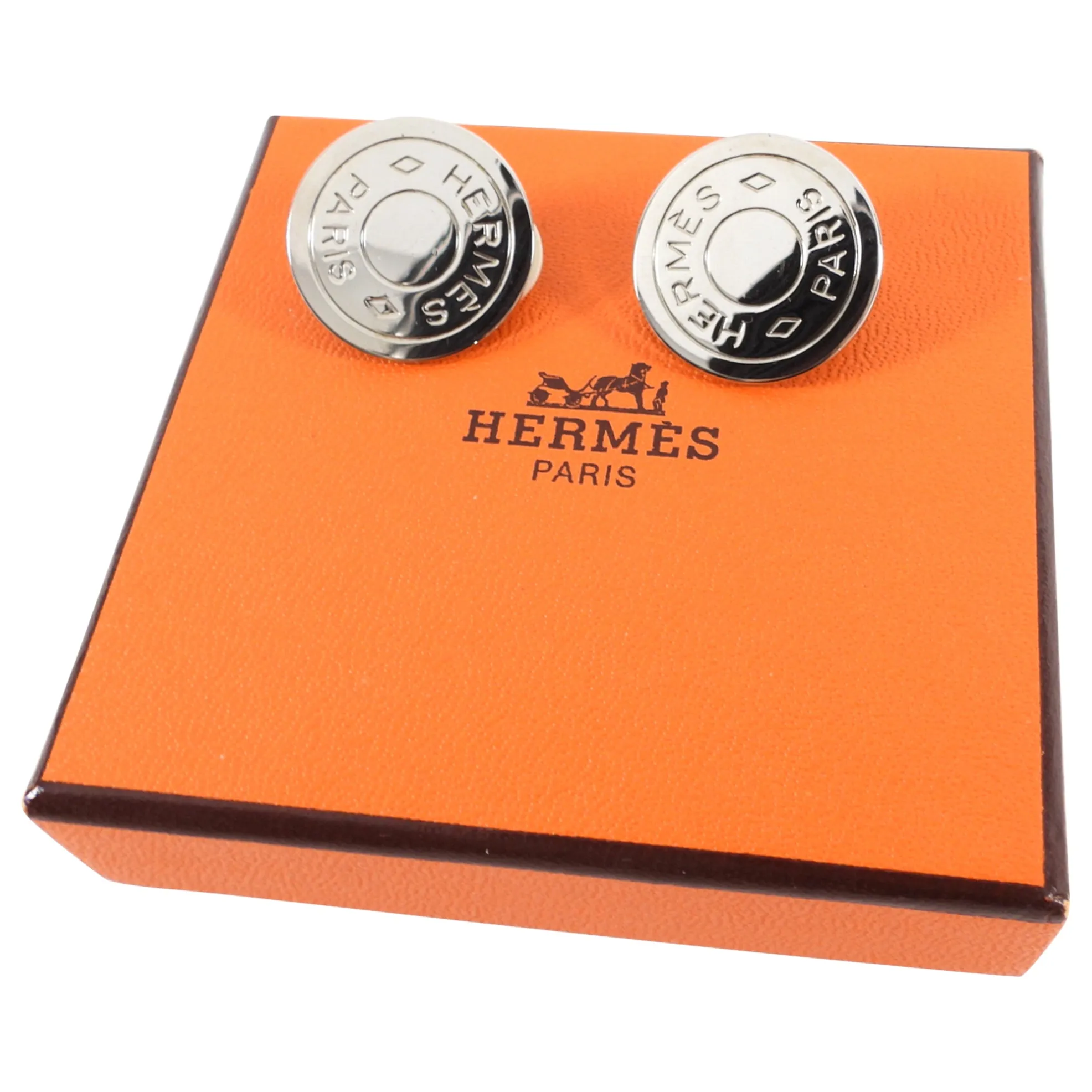 Hermès Vintage Clou de Selle Gold Button Clip Earrings - Timeless Elegance