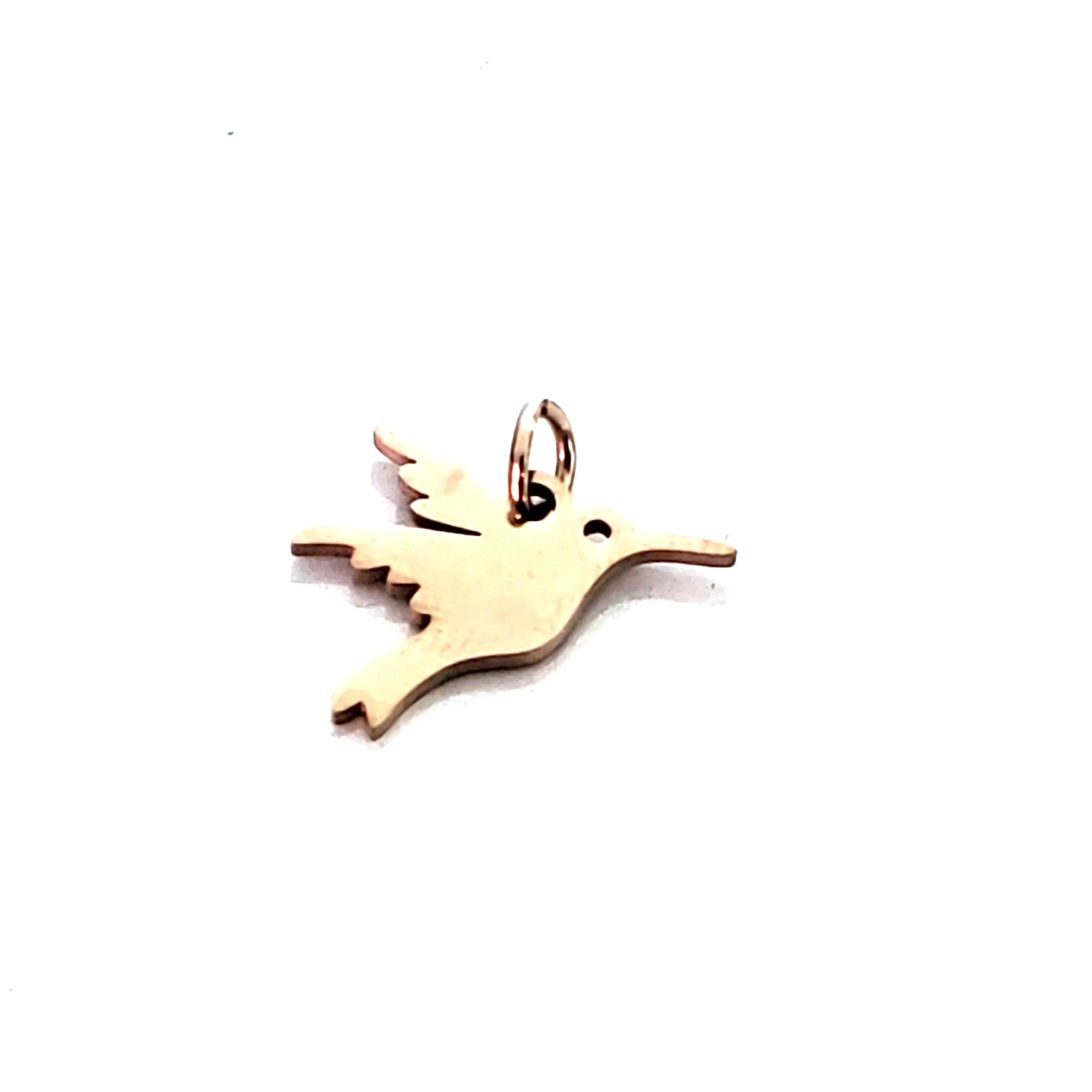 Hummingbird Charms, 24kt  Gold Plated Stainless Steel, 13x15x1mm, 3mm Jump Ring, Lot Size 5 Charms, #1667 G