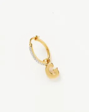 Initial Single Charm Hoop Earring - Initial G | 18ct Gold Plated Vermeil