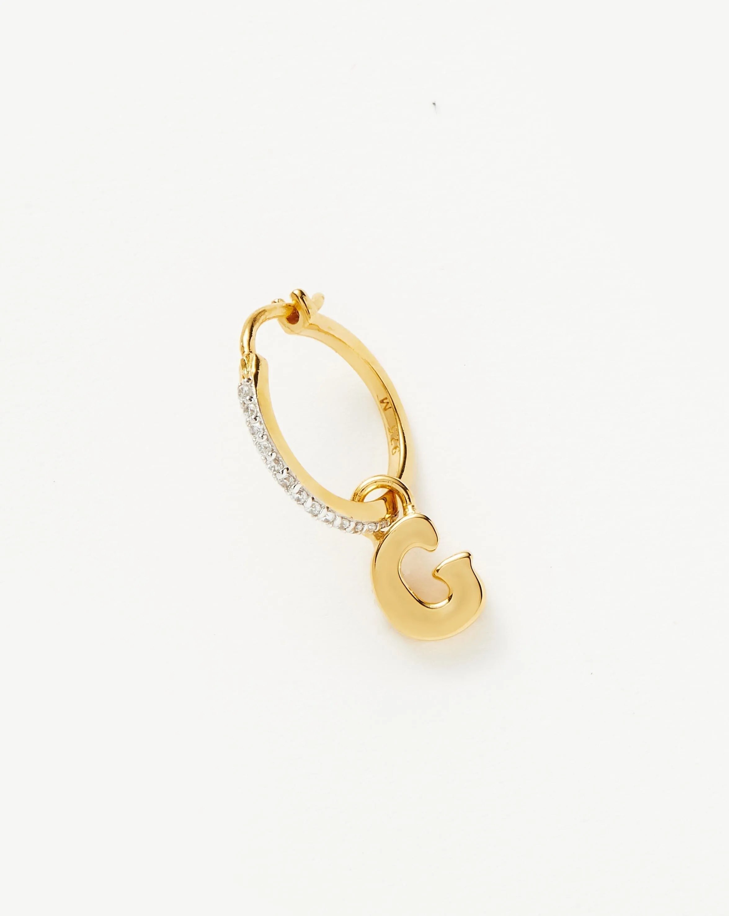 Initial Single Charm Hoop Earring - Initial G | 18ct Gold Plated Vermeil