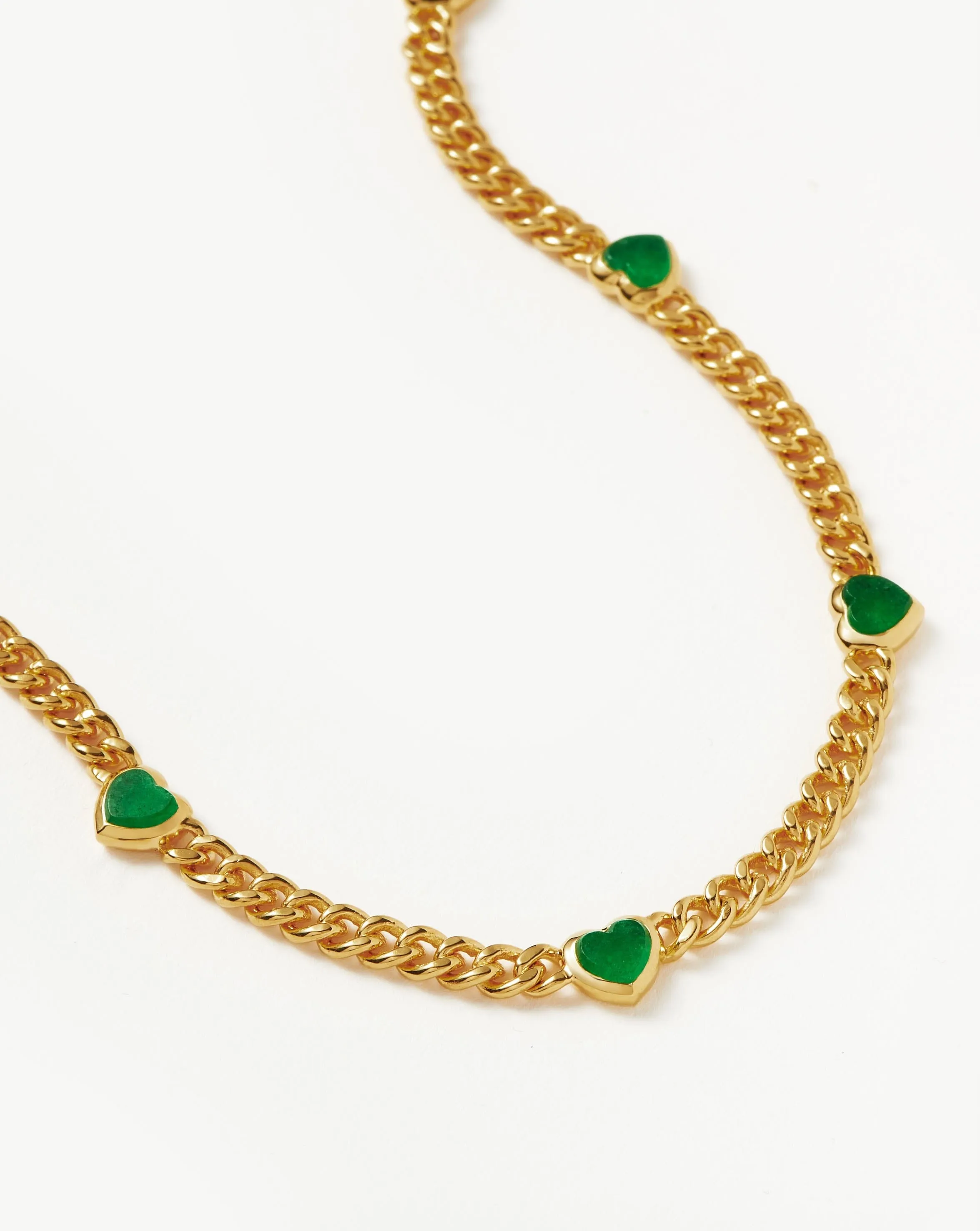 Jelly Heart Gemstone Charm Necklace | 18ct Gold Plated/Green Chalcedony