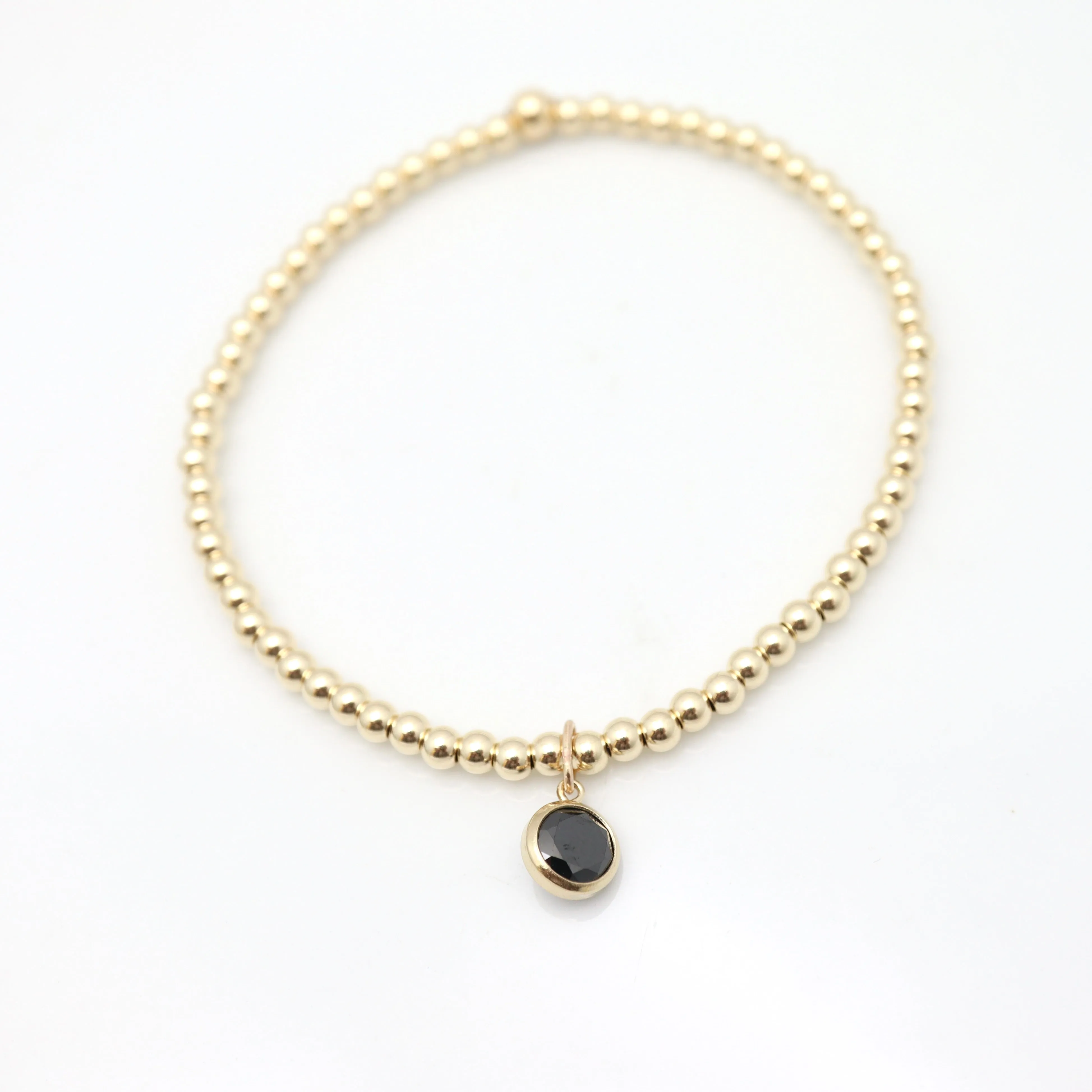 Jet Black 6mm Cubic Zirconia &  Gold Filled Bracelet