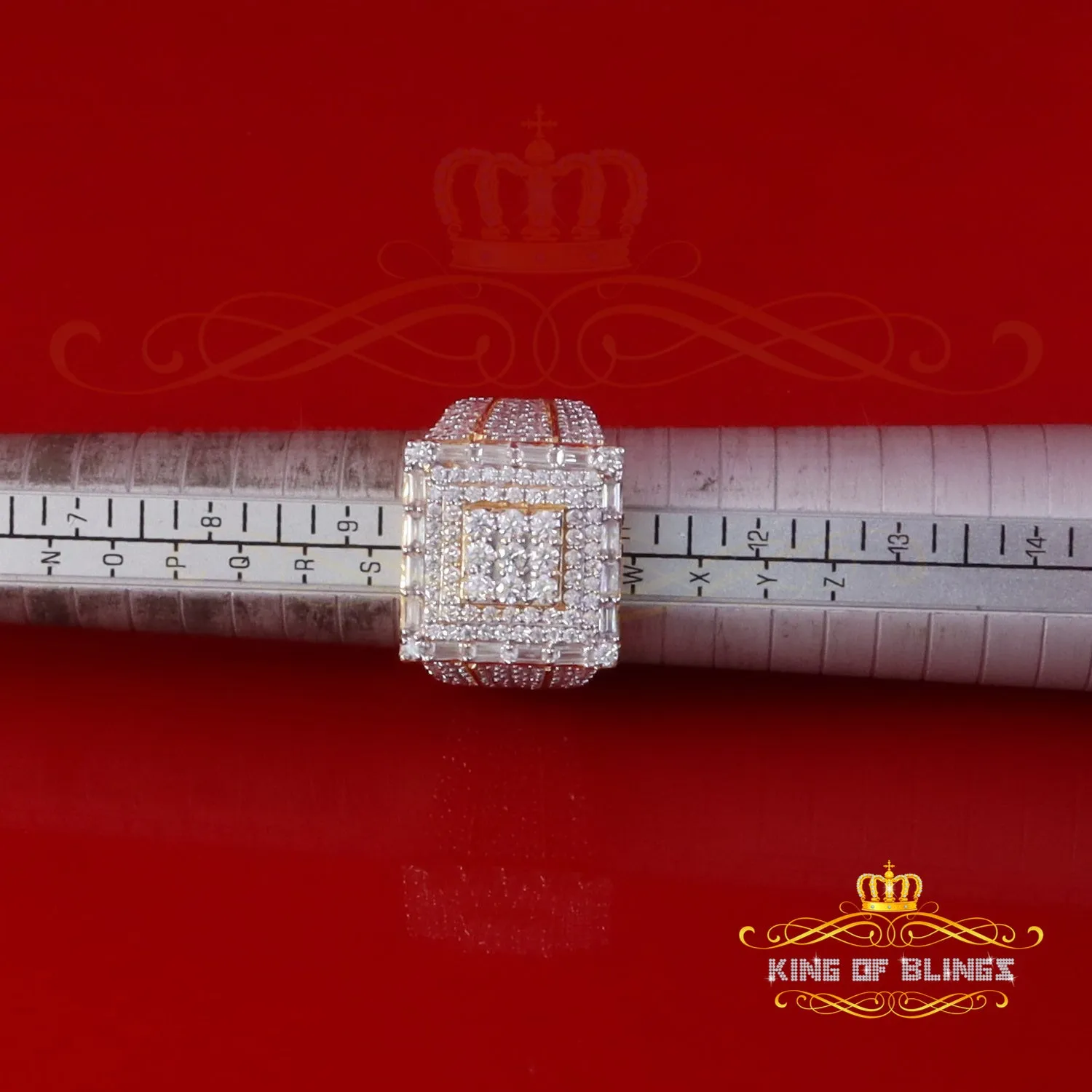 King of Bling's 925 Silver White 5.00ct VVS 'D' Moissanite Stone Rectangle Rings SZ 10 Men's