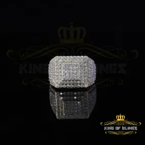 King of Bling's Men's 925 Sterling Silver 5.50ct VVS 'D' Moissanite Yellow Square Rings Size 10