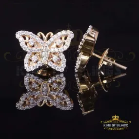 King  of Bling's Men's/Womens 925 Silver Yellow 0.50ct VVS 'D' Moissanite Butterfly Stud Earrings