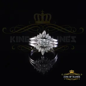 King of Bling's Womens 925 Sterling Silver White 1.25ct VVS 'D' Moissanite Bridal Rings Size 7