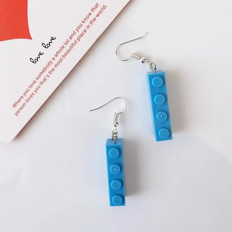 Lego blocks earrings