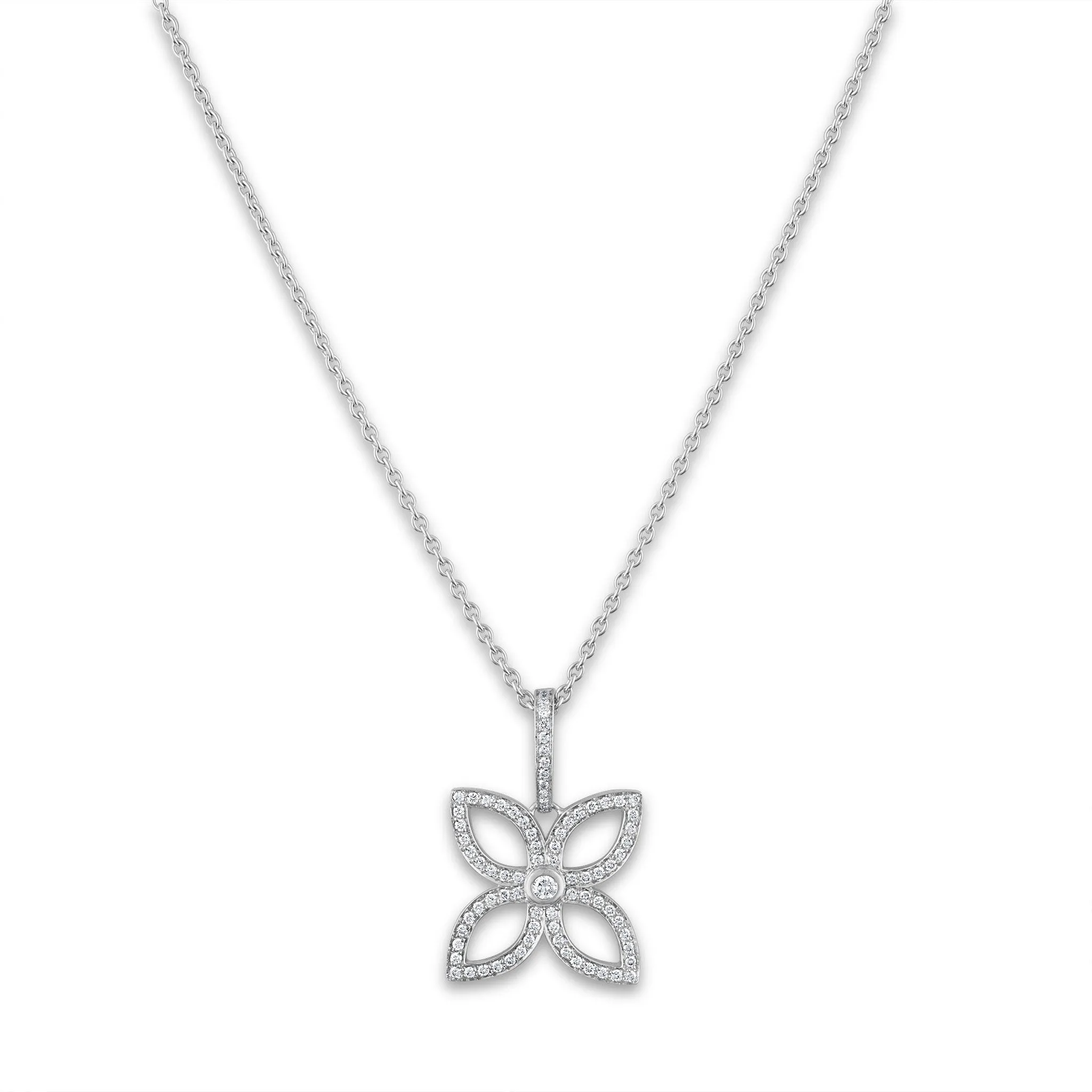 Louis Vuitton 18K White Gold Flower Diamond Necklace