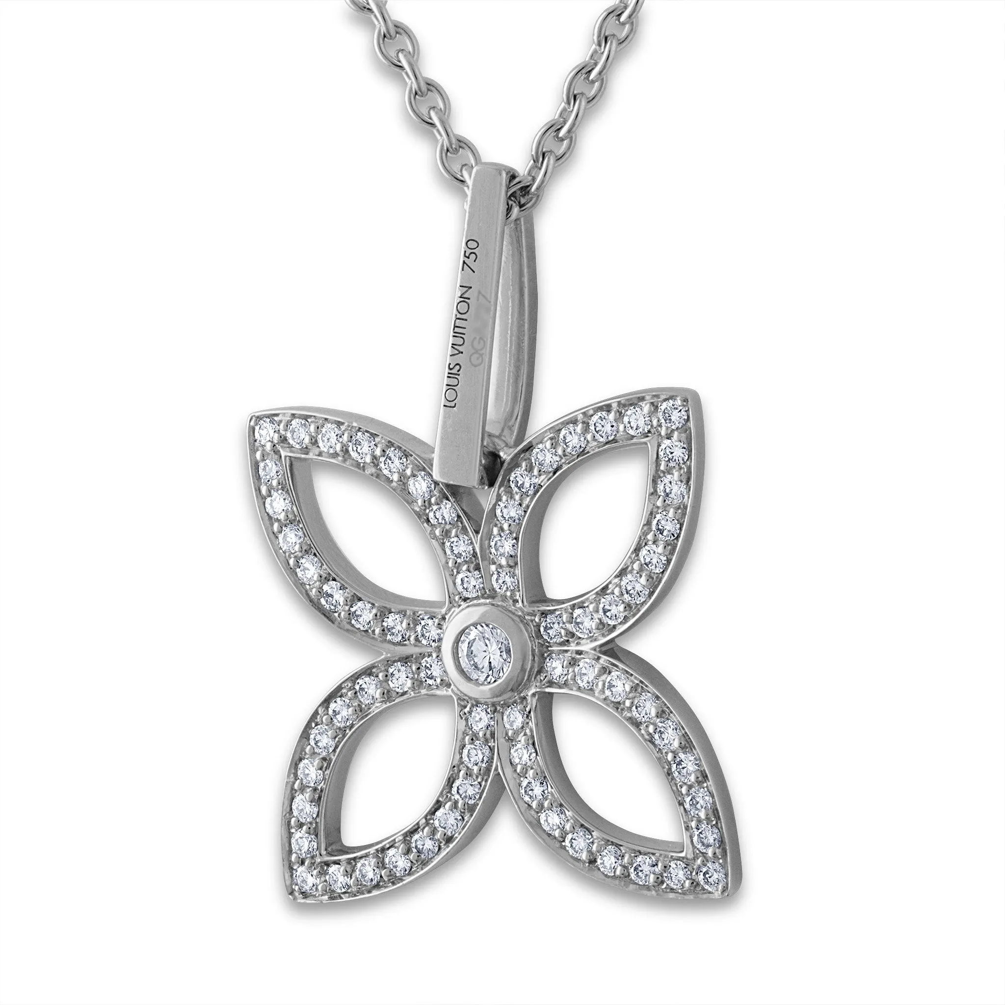 Louis Vuitton 18K White Gold Flower Diamond Necklace