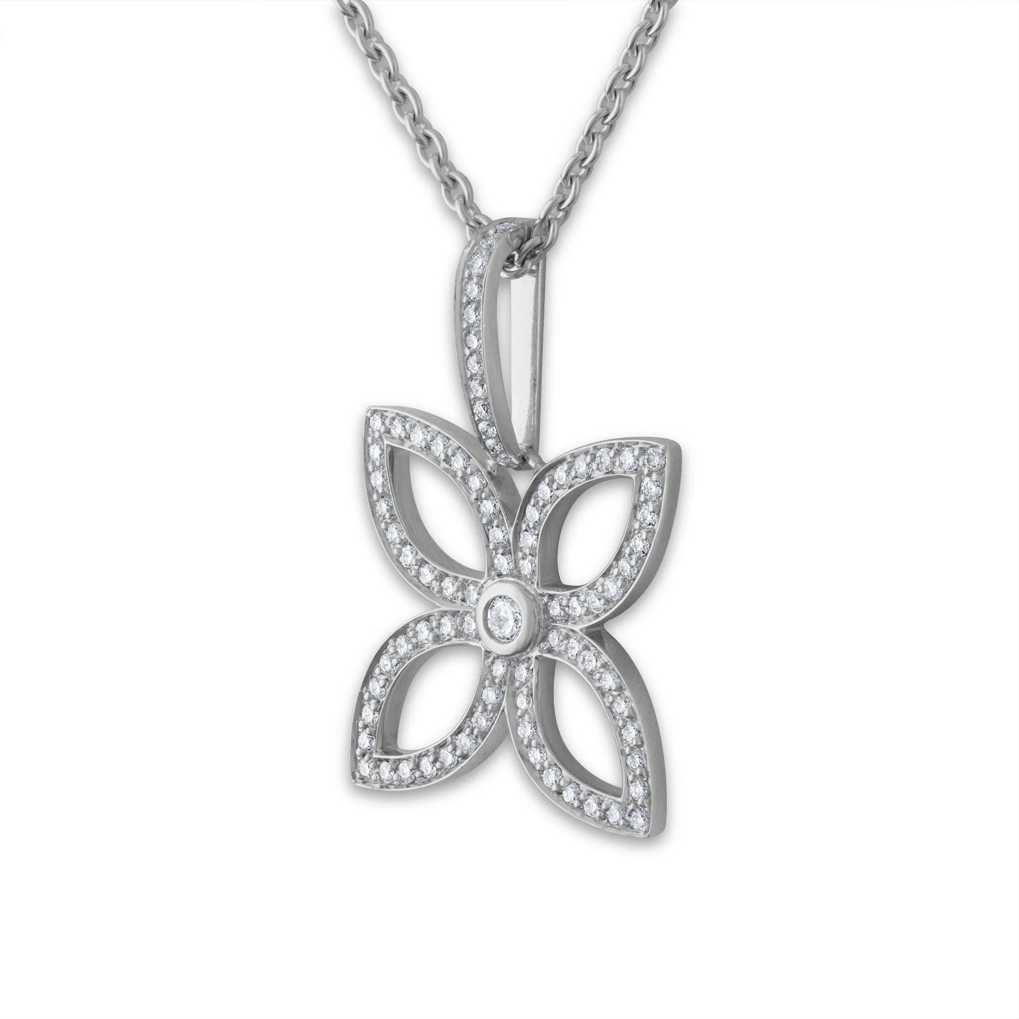 Louis Vuitton 18K White Gold Flower Diamond Necklace