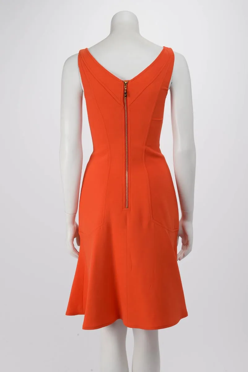 Louis Vuitton Orange Crepe V-Neck Paneled Dress FR 34