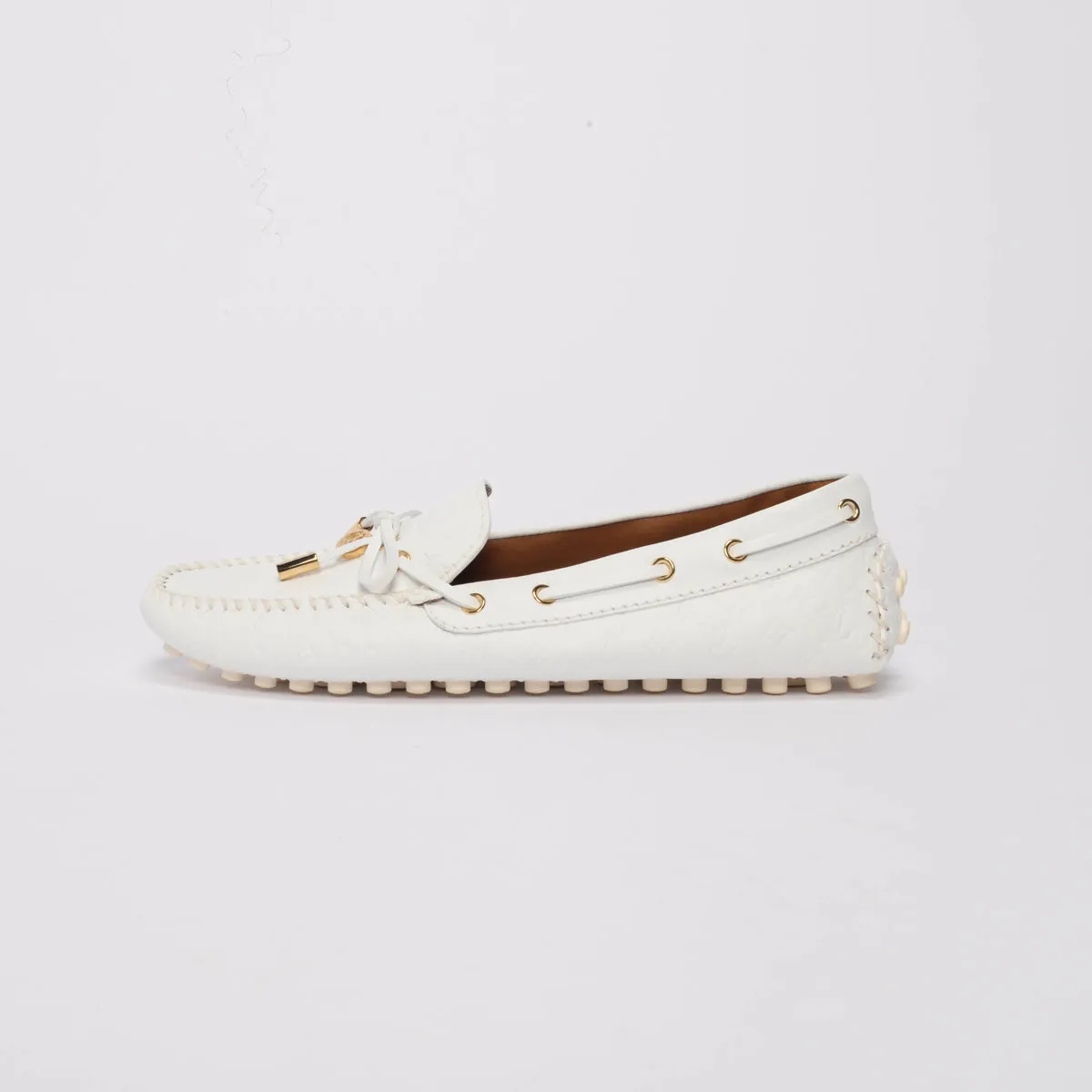 Louis Vuitton White Monogram Empreinte Gloria Flats 39