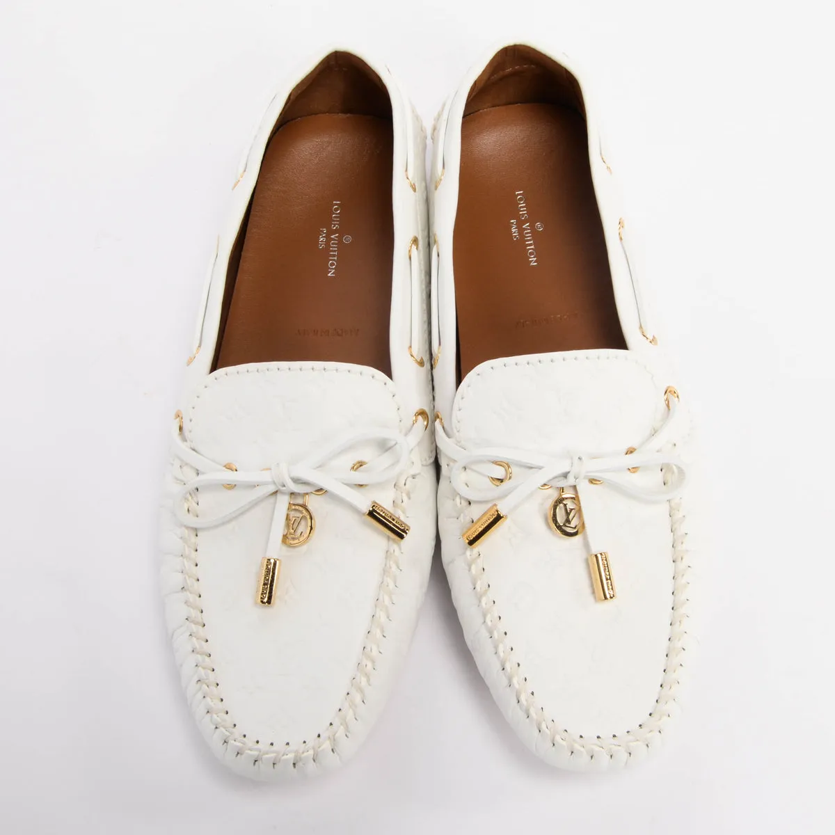 Louis Vuitton White Monogram Empreinte Gloria Flats 39