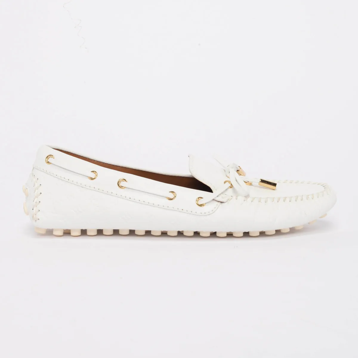 Louis Vuitton White Monogram Empreinte Gloria Flats 39