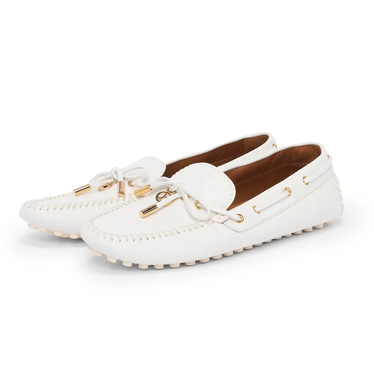 Louis Vuitton White Monogram Empreinte Gloria Flats 39