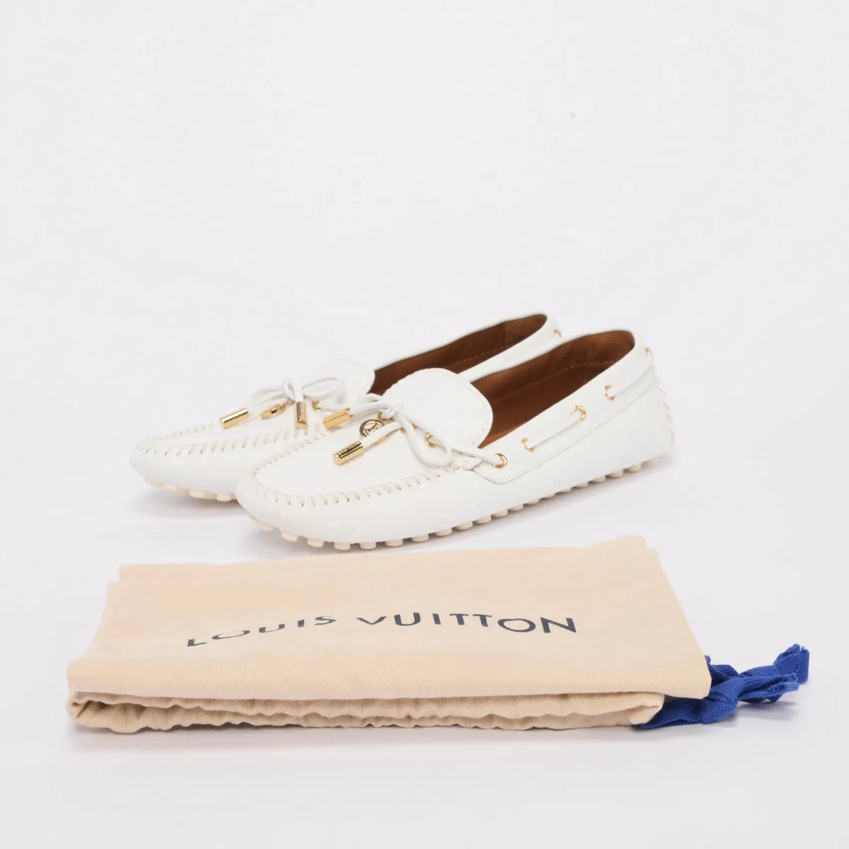 Louis Vuitton White Monogram Empreinte Gloria Flats 39