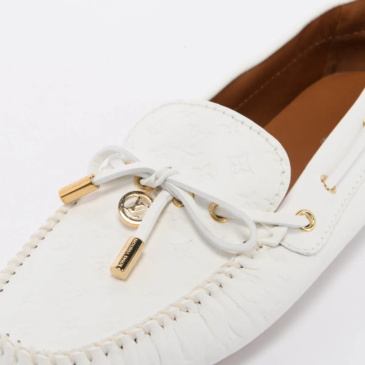 Louis Vuitton White Monogram Empreinte Gloria Flats 39