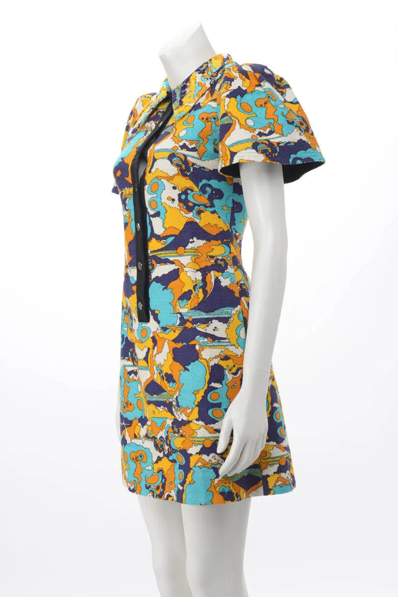 Chic Louis Vuitton Yellow Jacquard Abstract A-Line Dress - Size FR 36