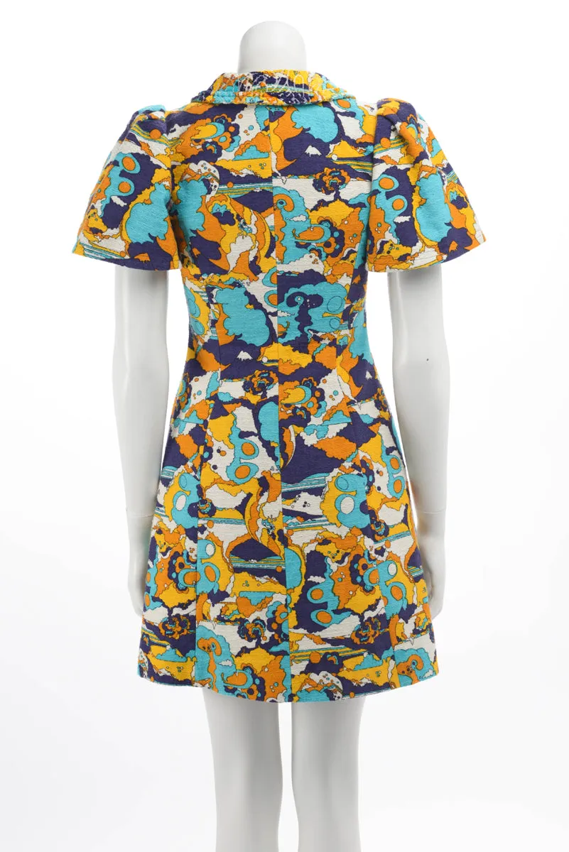 Chic Louis Vuitton Yellow Jacquard Abstract A-Line Dress - Size FR 36