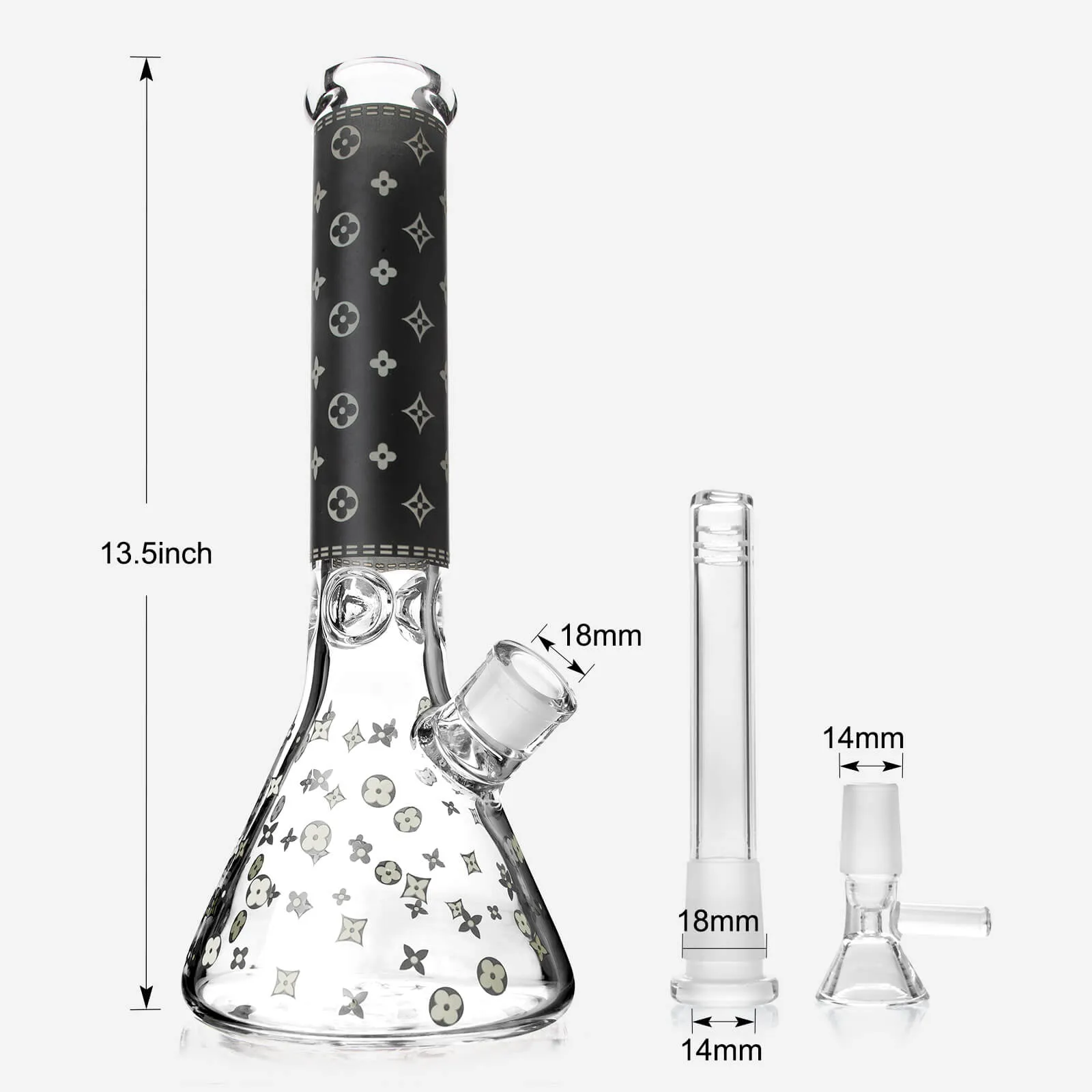 LV Pattern Beaker Bong 13.5"