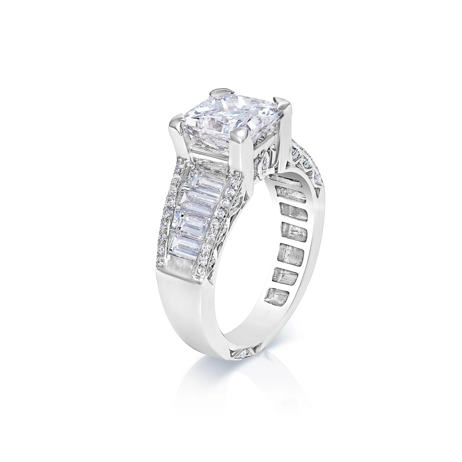 Macie 3 Carat G VS2 Princess Cut Diamond Engagement Ring in 18 Karat White Gold