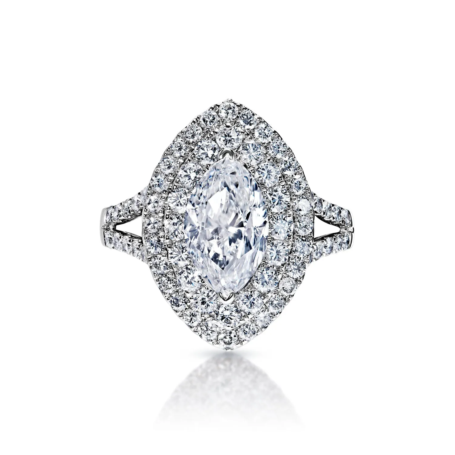 Malia 3 Carat D SI1 Marquise Cut Diamond Engagement Ring in 14k White Gold By Mike Nekta