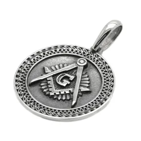 Masonic Great G, Compass and Square G,  Men's Pendant Silver 925