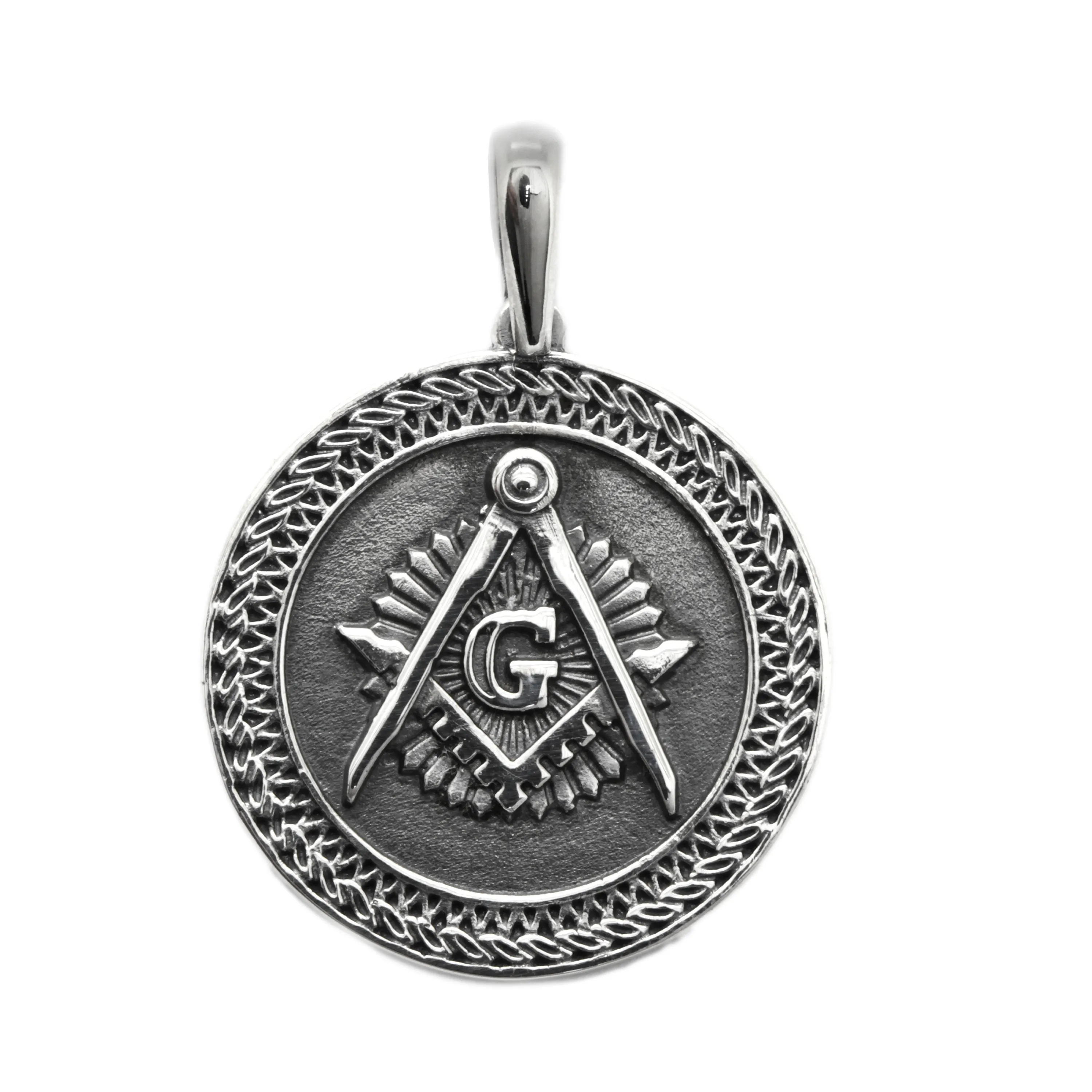 Masonic Great G, Compass and Square G,  Men's Pendant Silver 925