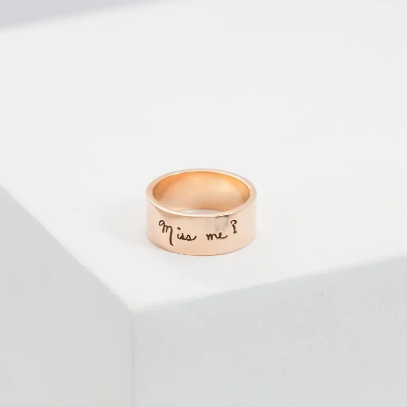 Memorial Handwriting Ring  Actual Handwriting Band Ring  Eternity Ring  Wedding Band  Unisex Ring  Personalized Handwriting Gift