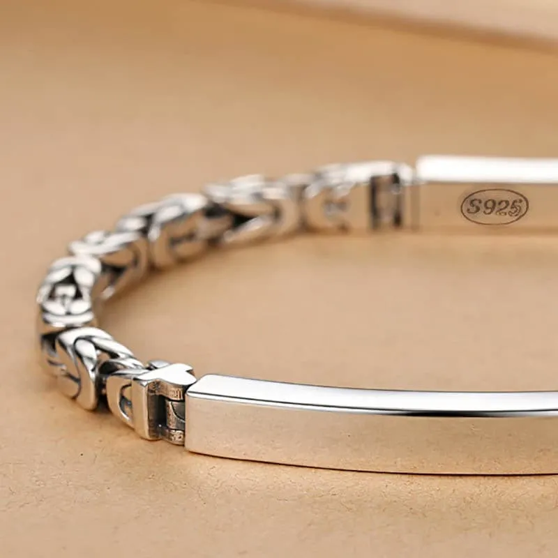 Elegant Mens High-Quality Sterling Silver Bracelet