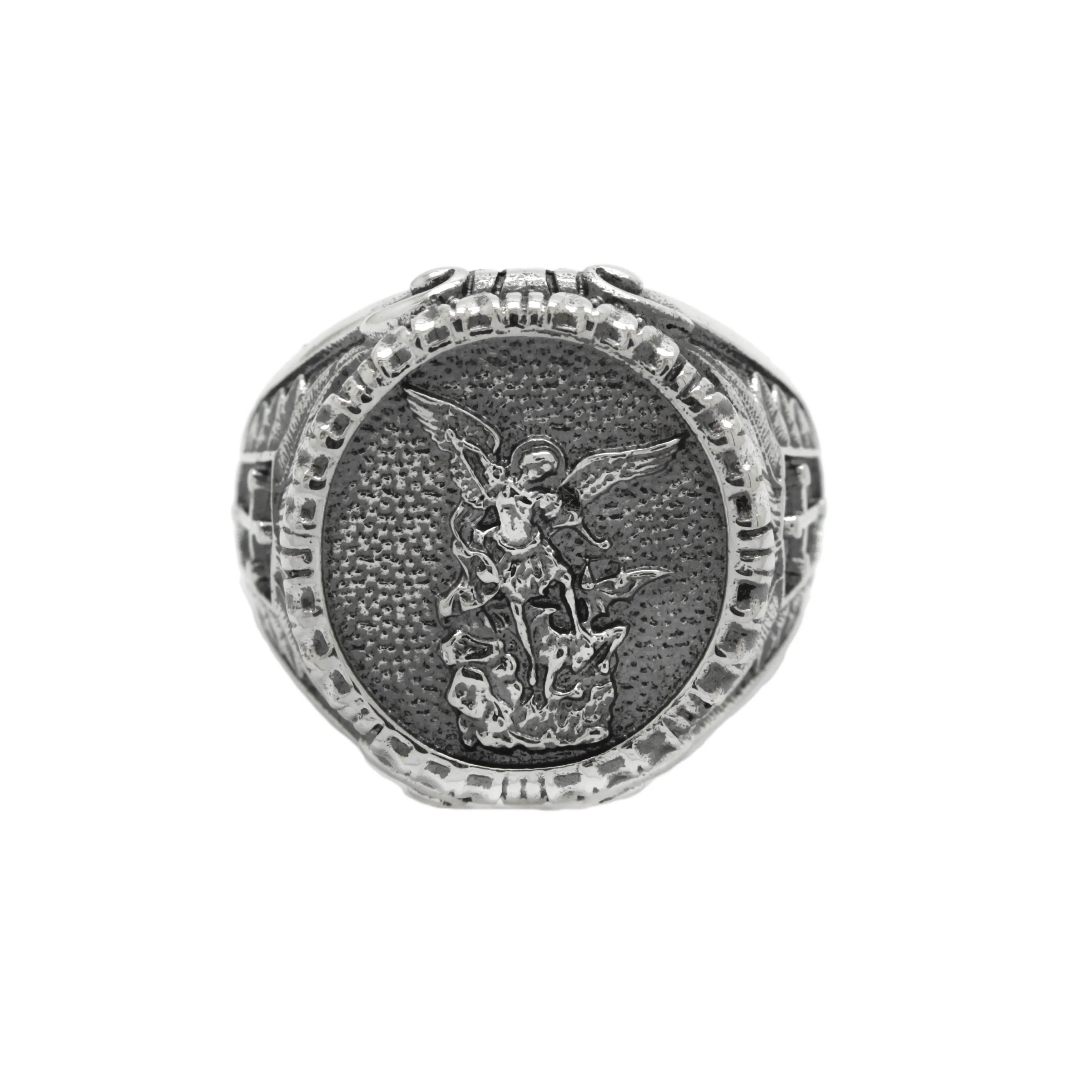 Michael the Archangel Men's Ring Silver Round Signet