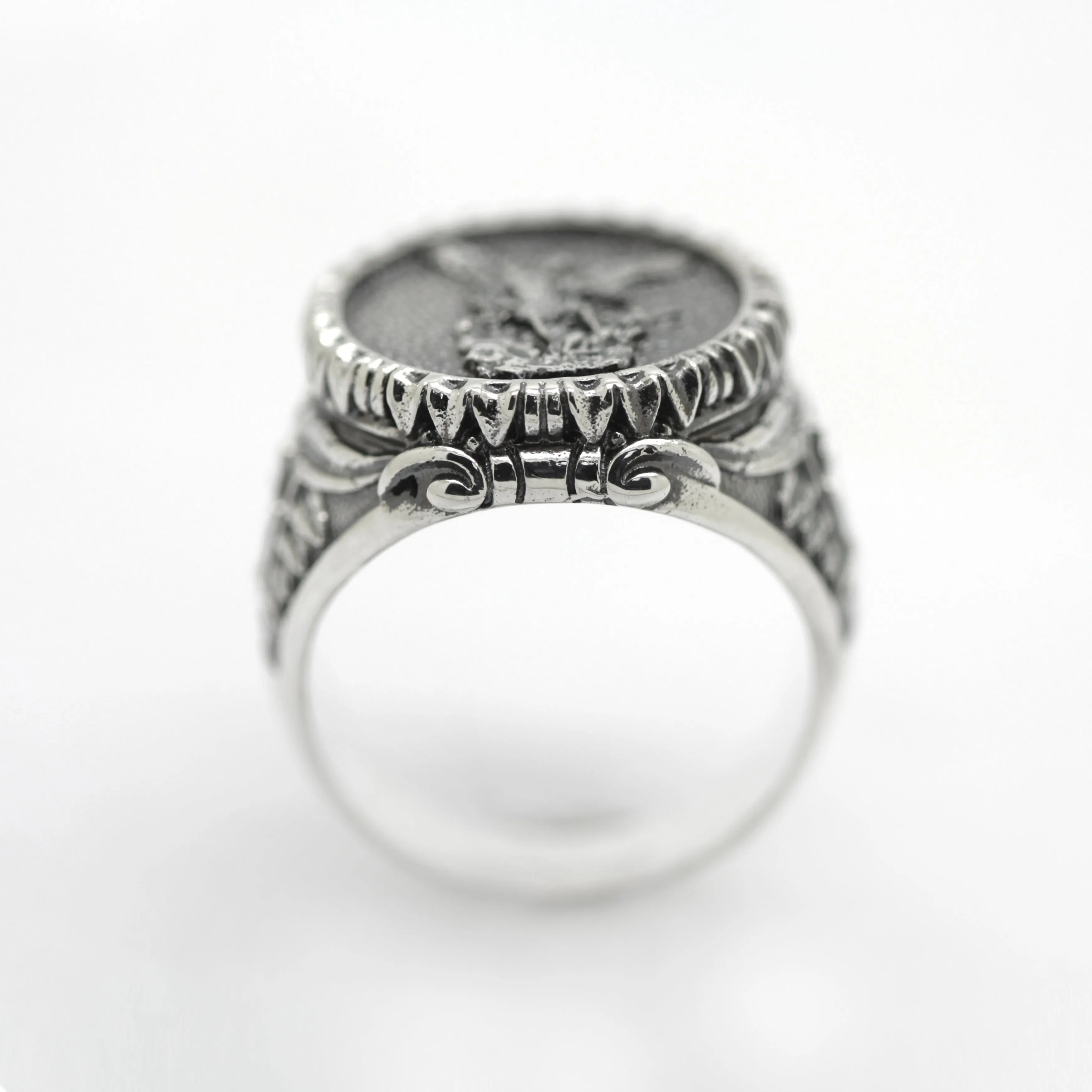 Michael the Archangel Men's Ring Silver Round Signet