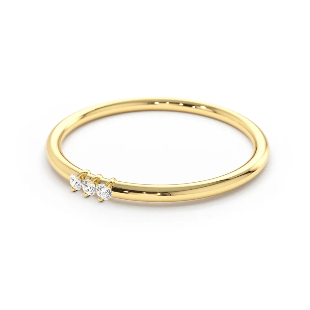 Minimalist Thin Three-Stone Stacking Ring