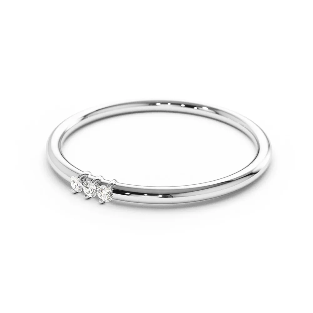 Minimalist Thin Three-Stone Stacking Ring