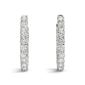 MOON 7 Carat Diamond Eternity Hoop Earrings 1 Inch in 18K White Gold 4 prong-set 50 pointer Round Brilliant G Color SI1 Clarity 30mm BY MIKE NEKTA