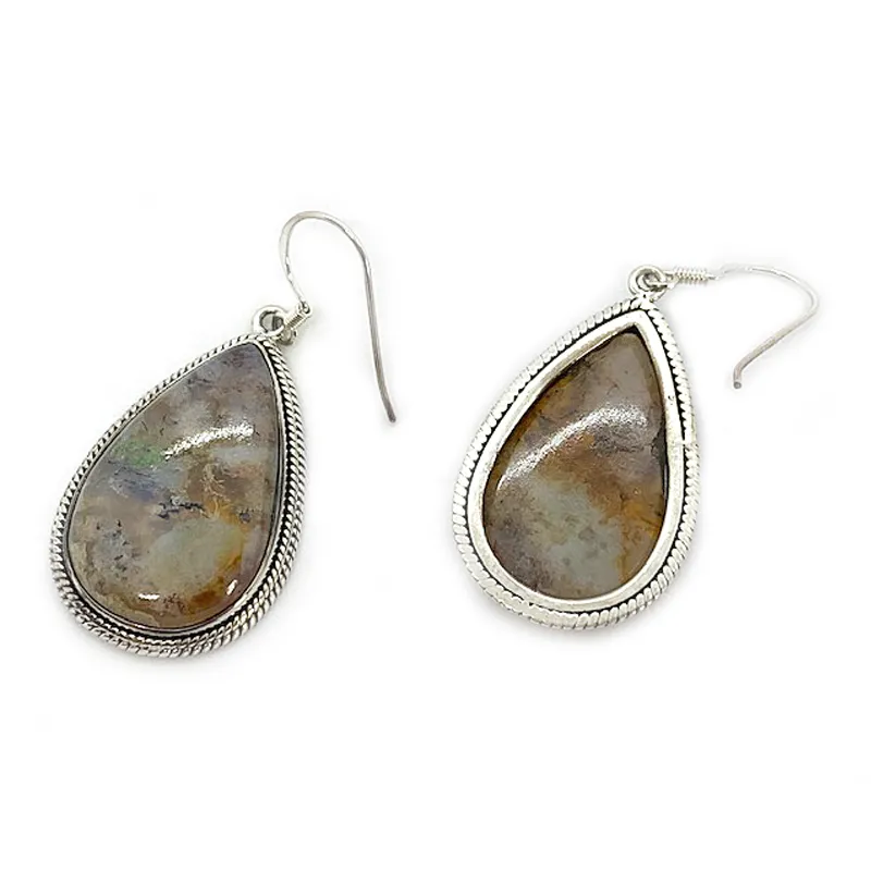 Moss Agate Gemstone Earrings - D