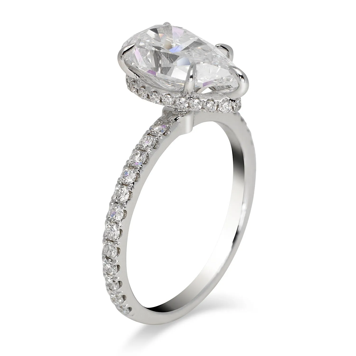 NASHI 3 CARAT PEAR SHAPE D COLOR VS2 CLARITY DIAMOND ENGAGEMENT RING 18K WHITE GOLD GIA CERTIFIED 2 CT D VS2 BY MIKE NEKTA