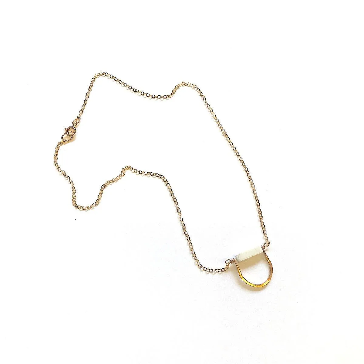 Nieve Brass and White Howlite Pendant Necklace